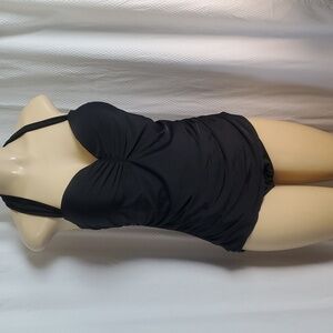 COCOSHIP Womens Swimsuit Black Size 5XL Halter One Piece